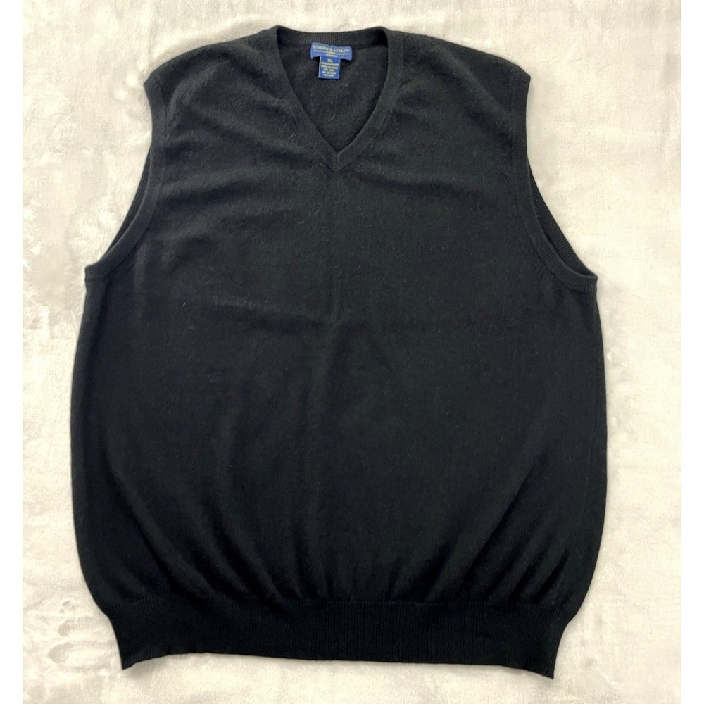 Joseph and Lyman Cashmere Sweater Vest Men Extra Large Black V- Neck Preppy